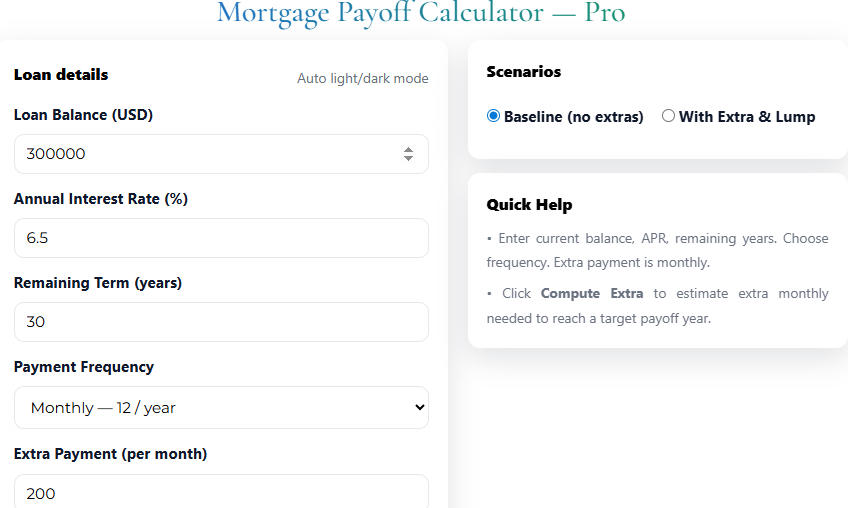 Early Mortgage Payoff Calculator